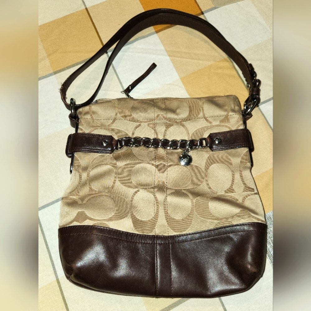 Coach Brown and Tan Shoulder Bag